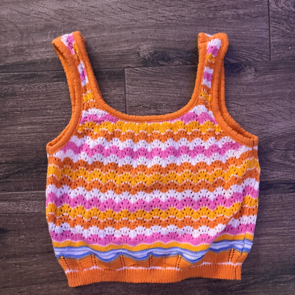 Cute multicolored summer crocheted top